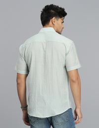 Pista Green Half Sleeves Solid Shirt