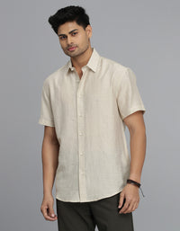 Beige Half Sleeves Solid Shirt