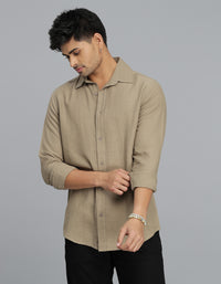 Khaki Full Sleeves Solid Shirt