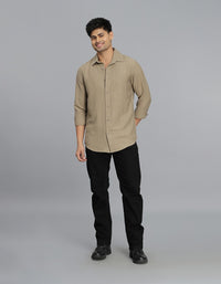 Khaki Full Sleeves Solid Shirt