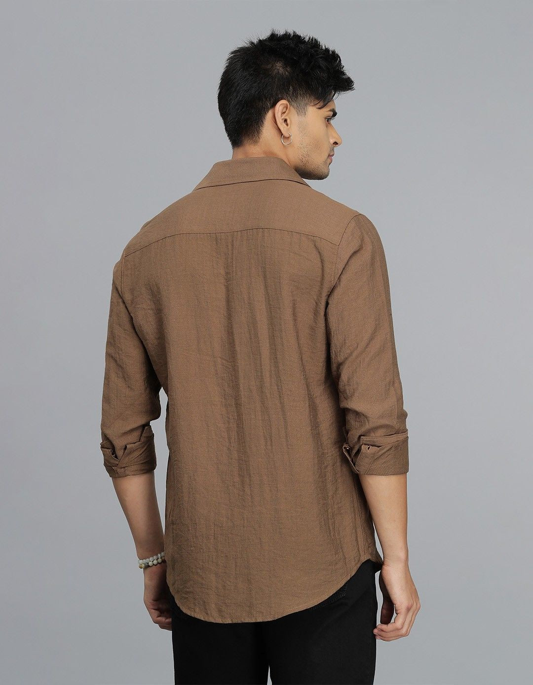 Brown Full Sleeves Solid Shirt