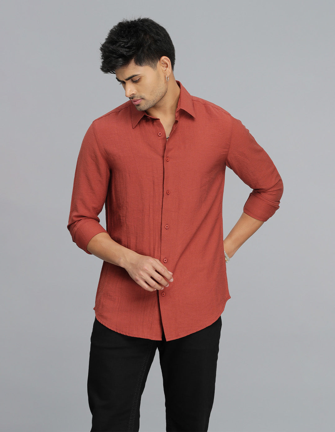 Burgundy Full Sleeves Solid Shirt