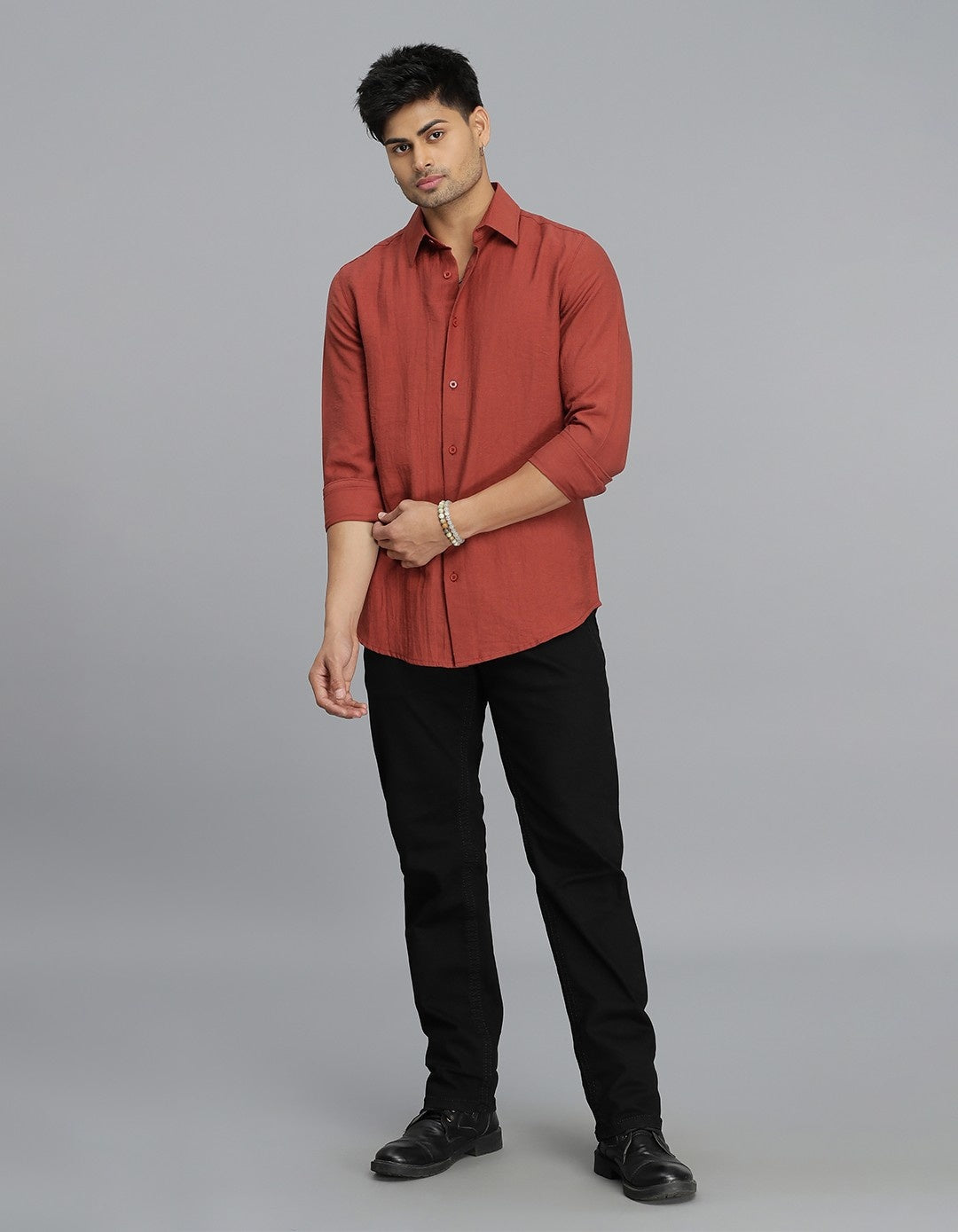 Burgundy Full Sleeves Solid Shirt