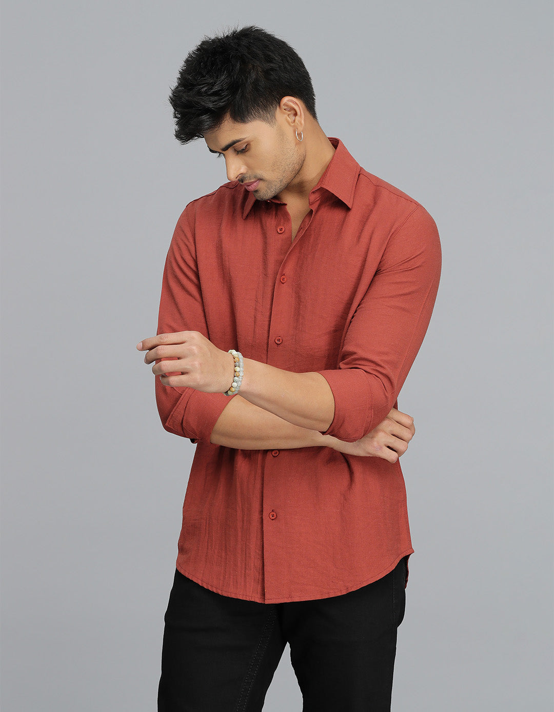 Burgundy Full Sleeves Solid Shirt