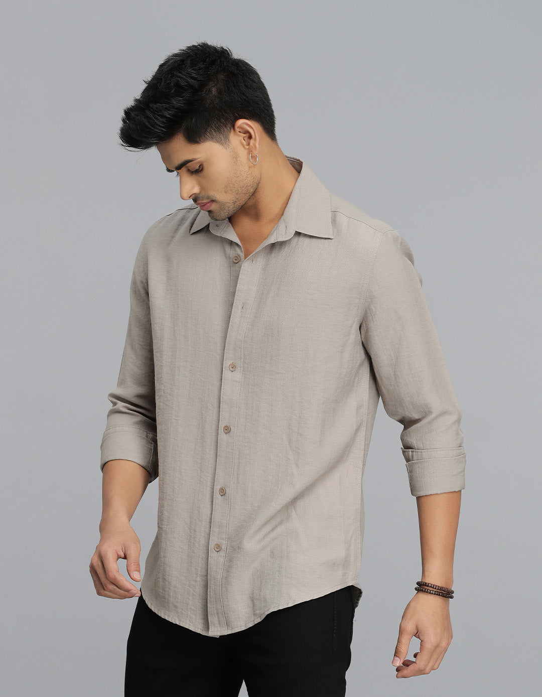 Dk Stone Full Sleeves Solid Shirt