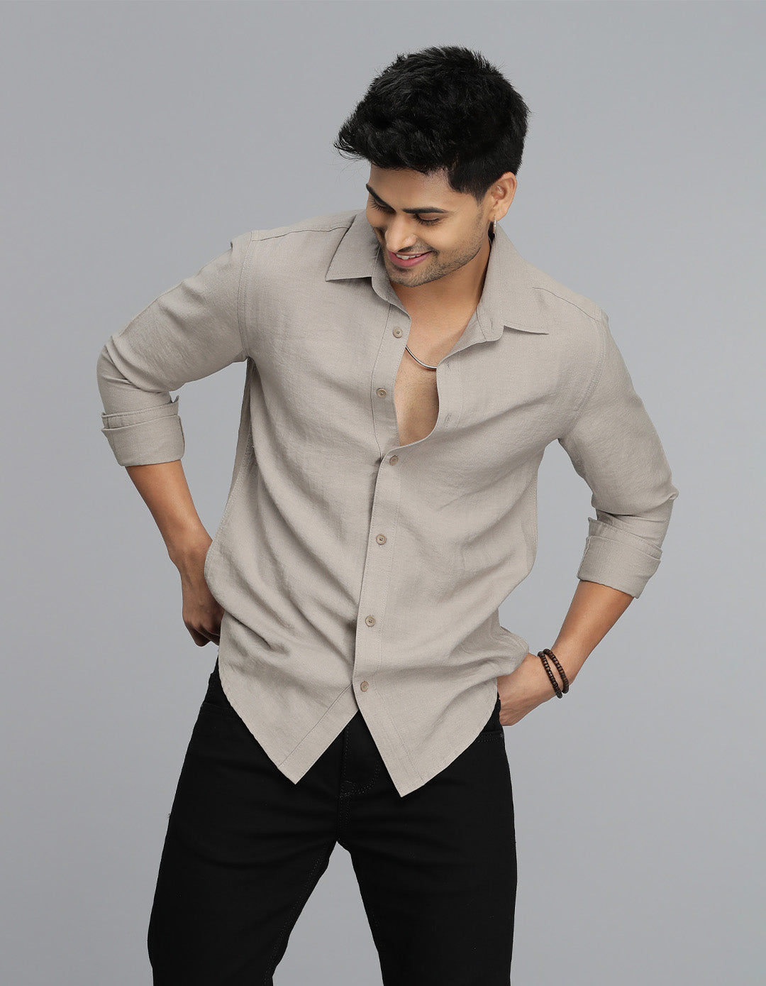 Dk Stone Full Sleeves Solid Shirt