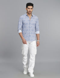 Blue Full Sleeves Printed Shirt