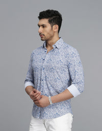 Blue Full Sleeves Printed Shirt