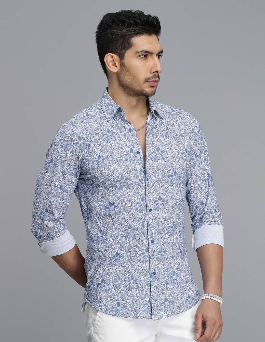 Blue Full Sleeves Printed Shirt
