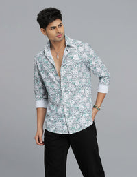 Green Full Sleeves Printed Shirt