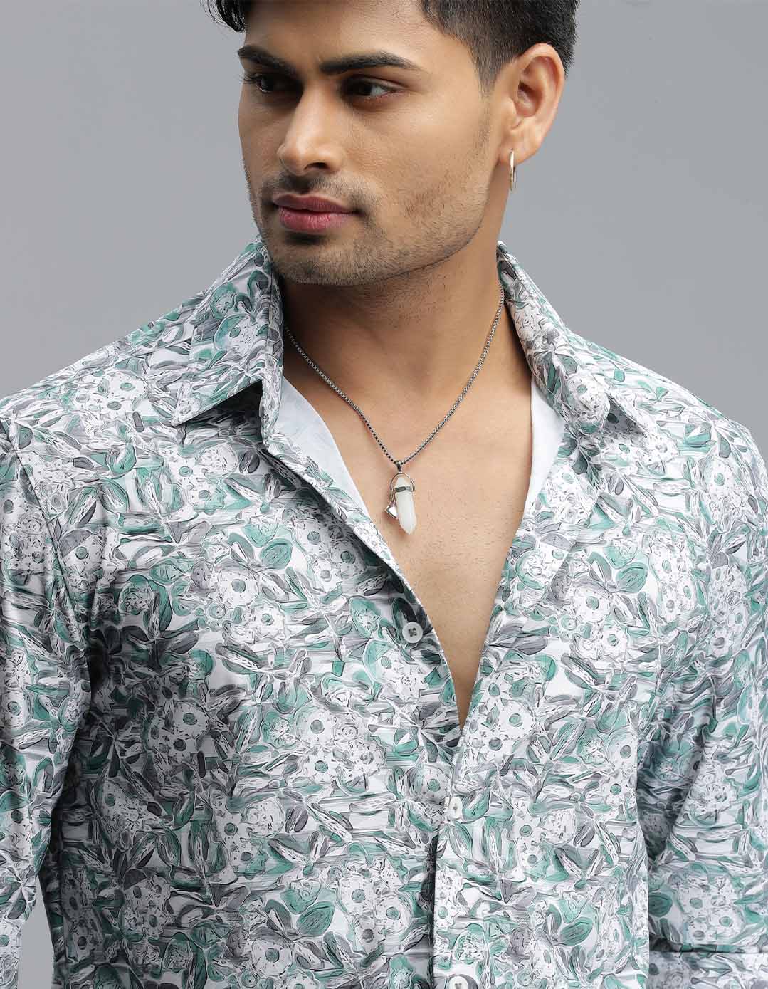 Green Full Sleeves Printed Shirt