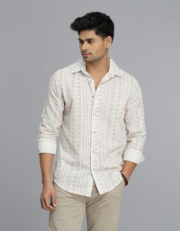 Beige Full Sleeves Printed Shirt