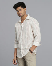 Beige Full Sleeves Printed Shirt