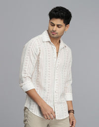 Beige Full Sleeves Printed Shirt