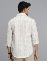 Beige Full Sleeves Printed Shirt