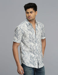 Blue Half Sleeves Printed Shirt