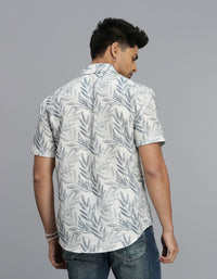 Blue Half Sleeves Printed Shirt