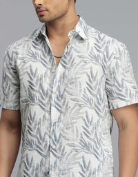 Blue Half Sleeves Printed Shirt