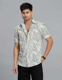 Green Half Sleeves Printed Shirt