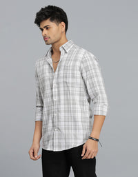 Grey Full Sleeves Check Shirt