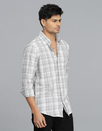 Grey Full Sleeves Check Shirt