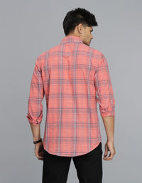 Light Orange Full Sleeves Check Shirt