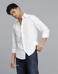White Full Sleeves Stripe Shirt