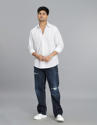 White Full Sleeves Stripe Shirt
