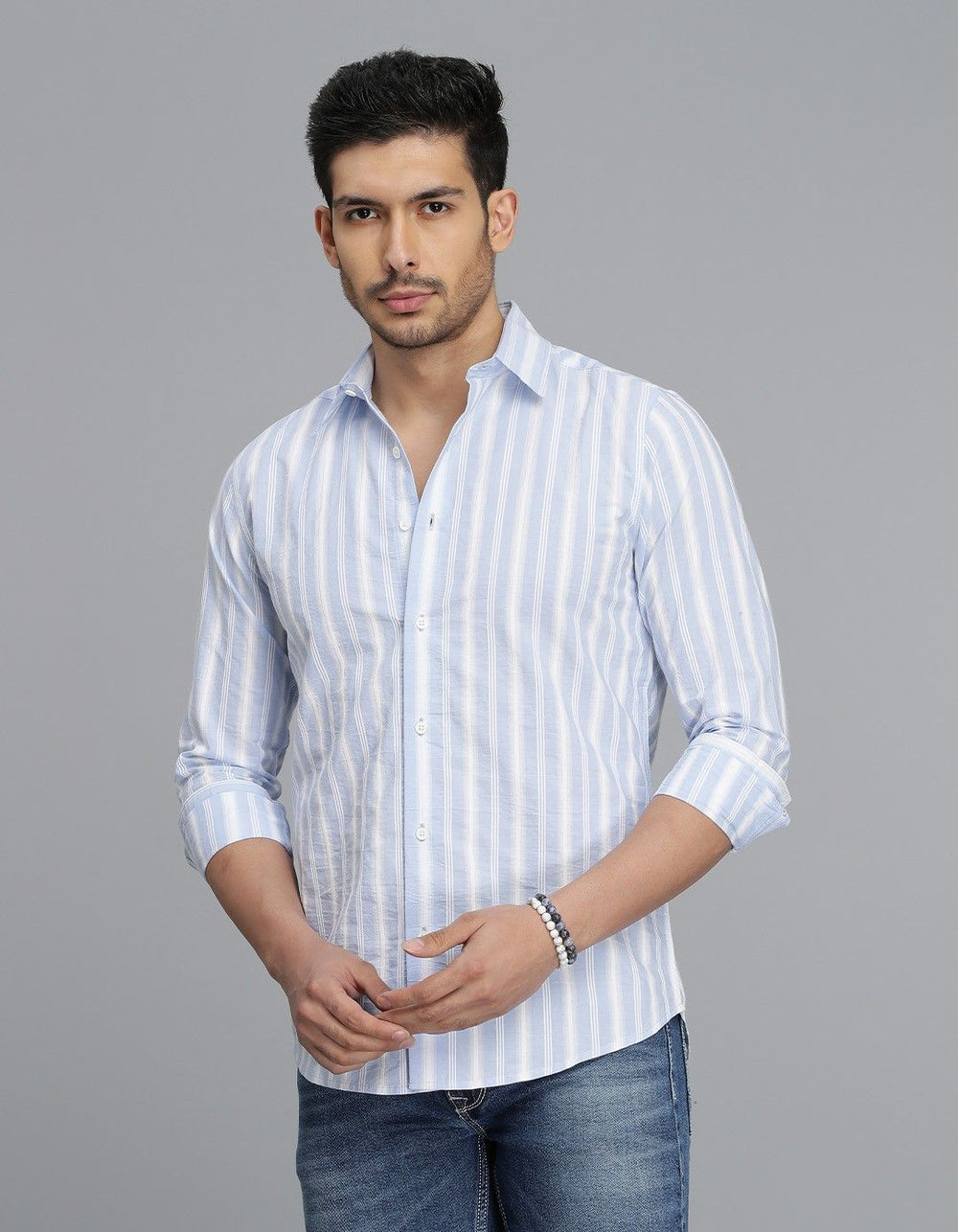 Blue Full Sleeves Stripe Shirt