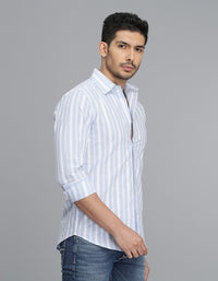 Blue Full Sleeves Stripe Shirt
