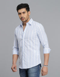 Blue Full Sleeves Stripe Shirt