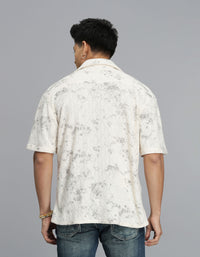 Beige Half Sleeves Crochet Shirt
