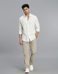 Off White Full Sleeves Printed Shirt