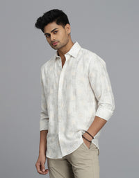 Off White Full Sleeves Printed Shirt