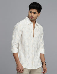 Off White Full Sleeves Printed Shirt