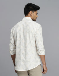 Off White Full Sleeves Printed Shirt