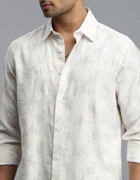 Off White Full Sleeves Printed Shirt