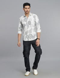 Off White Full Sleeves Printed Shirt