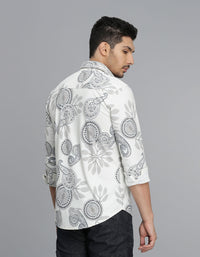 Off White Full Sleeves Printed Shirt