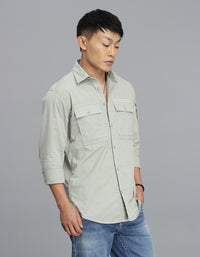 Smoke Green Full Sleeves Cargo Shirt
