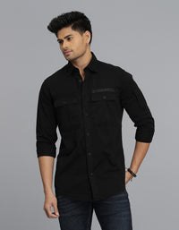 Black Full Sleeves Cargo Shirt