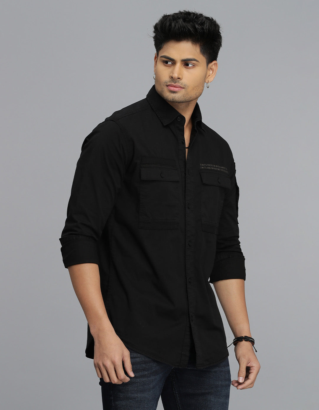 Black Full Sleeves Cargo Shirt