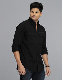 Black Full Sleeves Cargo Shirt