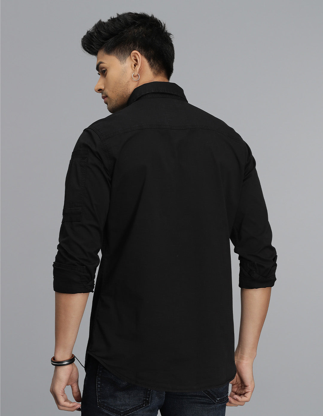 Black Full Sleeves Cargo Shirt