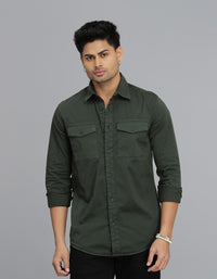 Military Green Full Sleeves Cargo Shirt
