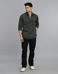 Military Green Full Sleeves Cargo Shirt