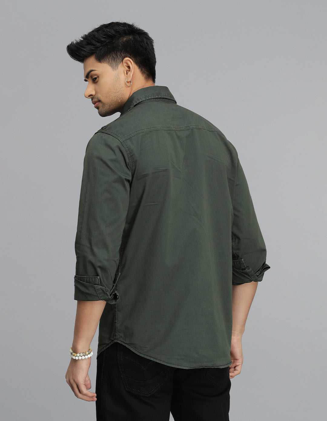 Military Green Full Sleeves Cargo Shirt
