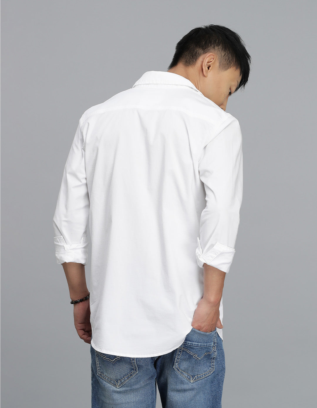 White Full Sleeves Cargo Shirt