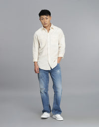Lt Beige Full Sleeves Cargo Shirt