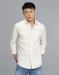 Lt Beige Full Sleeves Cargo Shirt